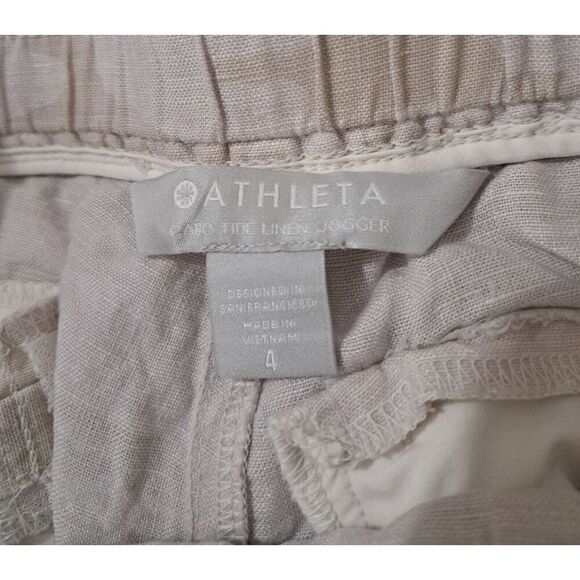 ATHLETA CABO TIDE Linen Jogger Womens Size 4 Pants beige Camouflage Neutral - Picture 8 of 11